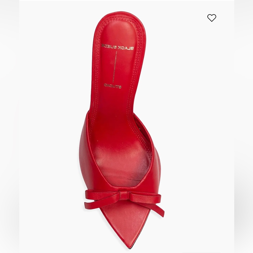 🆕 NEW BLACK SUEDE STUDIO Brea Bow Sandal in Racing Red Nappa LEATHER HEELS